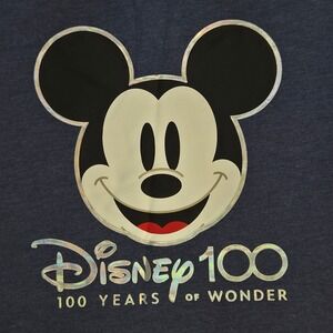 Disney 100 Mickey Mouse Shirt Women Medium Blue Heather 100 Years of Wonder Tee